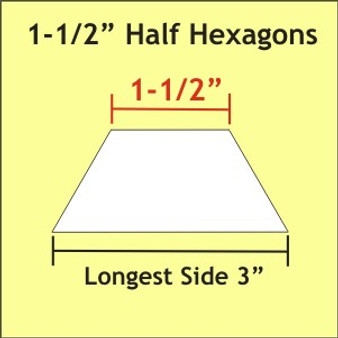 1 1/2" Half Hexagons Paper Pieces-Small Pack